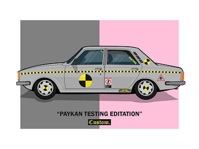 Testing "Paykan" asap rocky car design flat illustration paykan testing vector