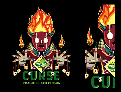 CURSE tragic death poison artoniumw curse design fire flatdesign illustration mage poison t shirt tshirt design tshirts vector vibrant