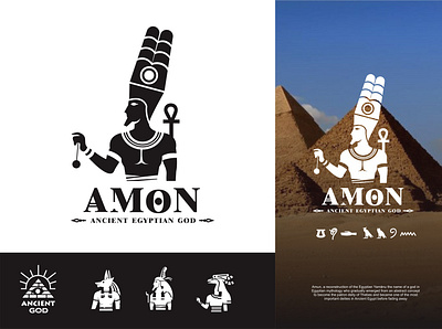 ANCIENT GOD OF EGYPT ( AMON ) amon amun ancient god artoniumw branding desert design firaun flatdesign god hieroglyphs icon illustration king logo pharaoh pyramid