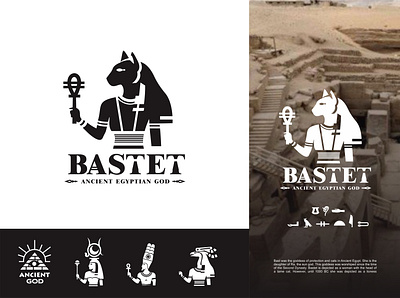 ANCIENT GOD OF EGYPT ( BASTET ) ancient ancient egypt bastet branding cat desert egypt firaun flatdesign god icon illustration king lion logo pharaoh pyramid
