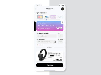 Credit Card Checkout - #UI app challenge clean concept daily 100 dailyui design gradiant marshall mobile ui