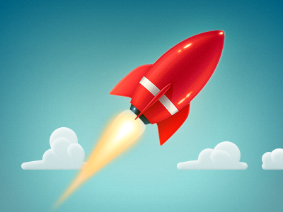 Rocket – game concept artwork cartoon cloud clouds concept draft game gloss icon illustration ios iphone red rocket sky space