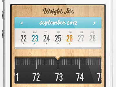 Weight Me iPhone App app apple calendar ios iphone mobile scale tracking ui weight wood