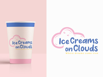 Ice Cream on Clouds brand branding cafe cafe logo clouds design ice cream illustration logo logo design restaurant restaurant logo