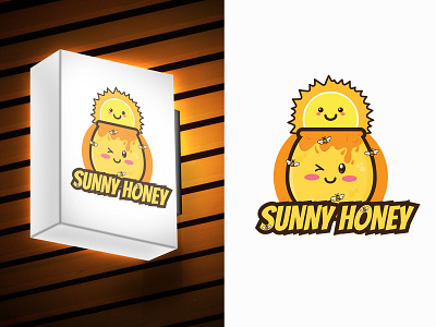Sunny Honey bee boba brand branding bubble tea cafe cafe logo design honey illustration logo logo design milk tea restaurant restaurant logo