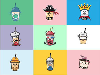 Icon Cute Bubble Tea boba brand branding bubble tea cafe cafe logo cute design icon icon cute illustration logo restaurant restaurant logo vector