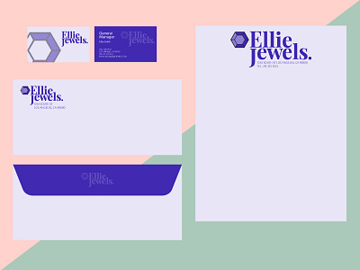 Elliejewels branding busines card envelope letter head logo stationary