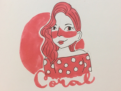 One marker challenge-Coral alcohol markers art coral cute drawing marker one marker challenge polka dots sketch