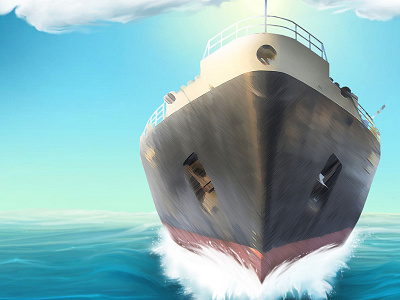 Illustration for landing page boat sea ship