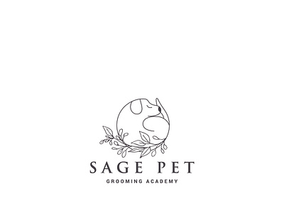 Sage pet logo for a pet grooming academy branding designer dog logo dribbble flat logo flower dog graphicdesign illustration logo design natural natural dog