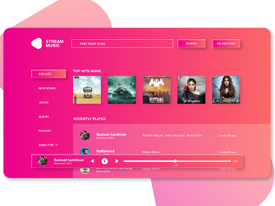 Music streaming web home page. app branding colorful design dribbble graphic design home page landing page logo music ui uiux ux web site