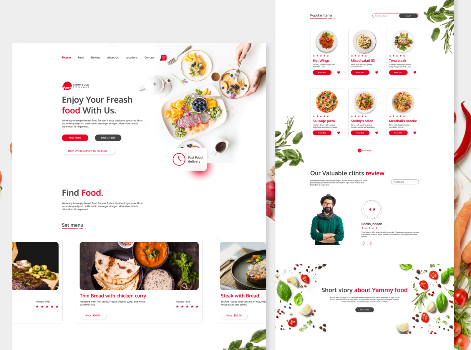 Yammy food landing page design by Abdullah Maruf on Dribbble