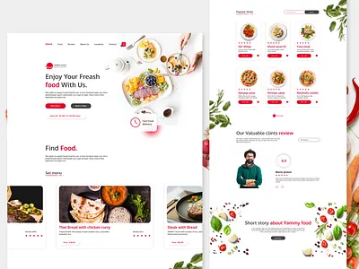 Yammy food landing page design branding design figma food web site graphic design landing page logo page restaurant restaurant web site ui uiux design web design website