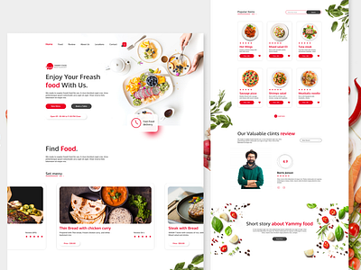 Yammy food landing page design branding design figma food web site graphic design landing page logo page restaurant restaurant web site ui uiux design web design website