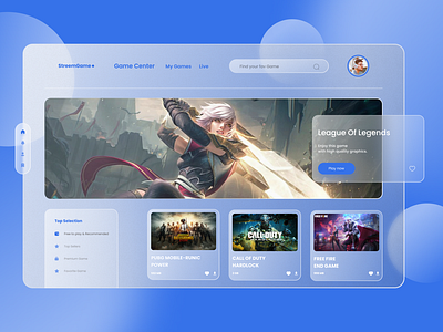 Glass Game Streaming UI Design
