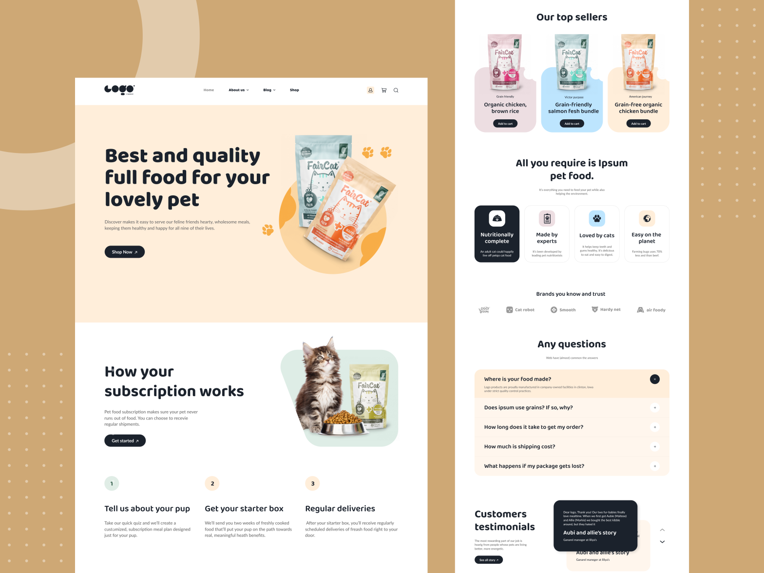 Landing page for pet food company by Abdullah Maruf on Dribbble