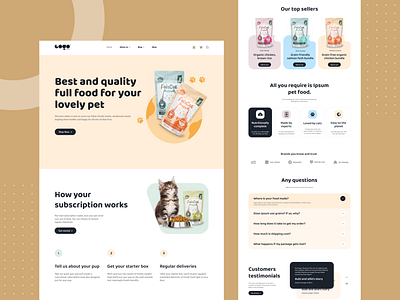 Landing page for pet food company