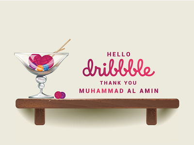 Hello Dribbble 01 designer dribbble glass graphicdesign hellodribbble lollipops thank you card thanks thankyou