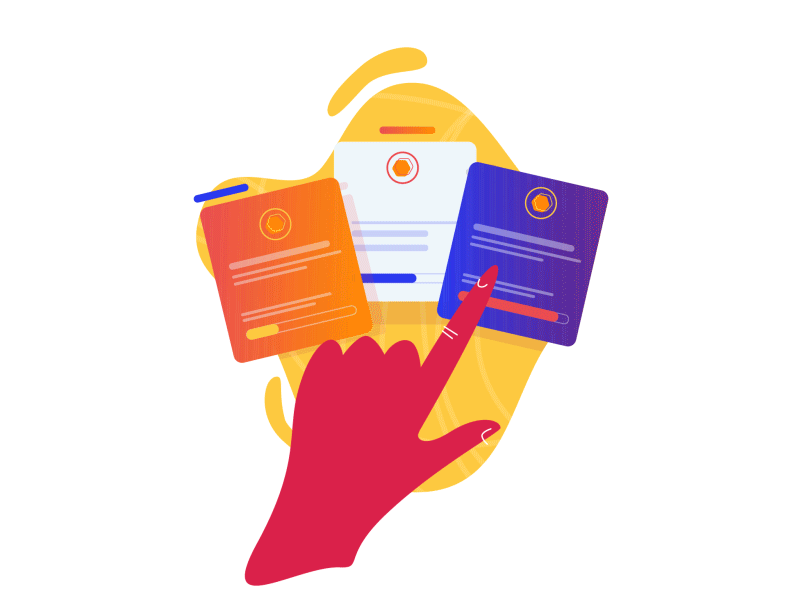 Difficult choice! Gamindo app for charity aftereffects animation cards gamindo hand illustration inappanimation motion motion design vector