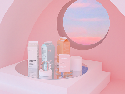 HairMilk Product Scene 3d aesthetic cinema4d color design hair ui ux vaporwave