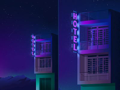 Night color house illustration lights night vector vector illustration