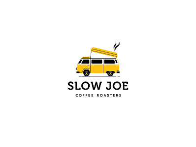 Slow Joe clever logo coffe coffee bus cute logo flat illustration illustration logo vw bus