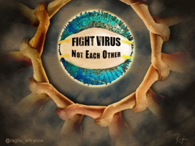 Fight Virus Not Each other art coronavirus digital art epidemic humanity illustration illustration art illustrator pandemic quotes unity virus