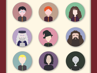 Harry Potter Flat Design Characters character character design digital drawing fan art flat design harry potter illustration