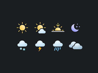 Weather Icons for Calendars App bolt cloud design icon set icons icons design illustration mark moon rain sun symbol ui weather weather icon