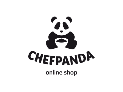 ChefPanda animal chef logo mark negative panda space symbol