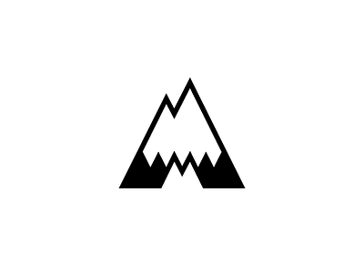 Mountain apex graphic illustration letter logo m mark mountain negative space symbol