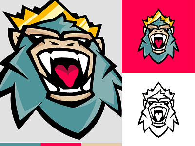 Kong branding design esports flat gorilla icon identity. illustration kong logo mascot vector