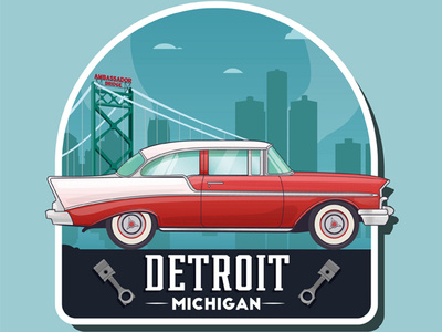 Vintage car logo. Detroit branding car chevrolet detroit icon illustration logo usa vector vintage vintage car