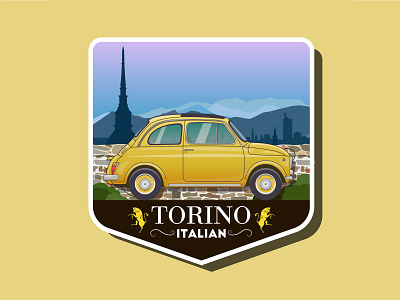 Vintage car logo. Torino branding car design fiat fiat 500 icon illustration italian italian car italiano logo torino turin vintage car