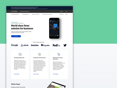 Landing page for business solutions