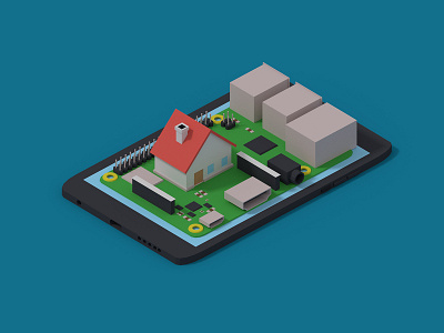 Home automation blender3d concept home automation illustration isometric podcast project raspberry