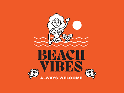 Beach Vibes beach design doodle fish icon illustration mermaid sea vector