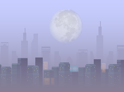 city in the fog 01 background city cyberpunk fog game design moon vector