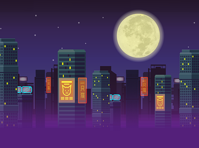 night city background city cyberpunk game design illustration moon