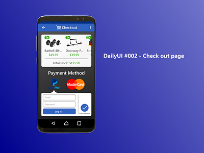 Shopping card - Checkout - DailyUI #002 app app concept art checkout creditcard daily dailyui dumbbel fitness login payment paypal pullup shopping sign in training ui art uidesign ux workout