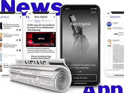 Digital Newspaper App | Mobile App for iOs branding design design app ios mobile app news news app phone ui ux vector web