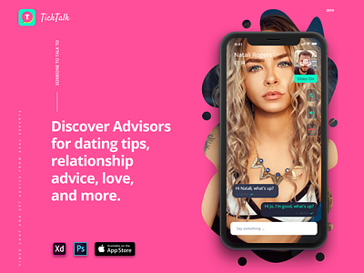 Video Chat - TickTalk. Mobile App for iOs advisors appstore behance chat dating design ios love mobile mobile app mobile app design modern pink preview relationship ui ux vector video web
