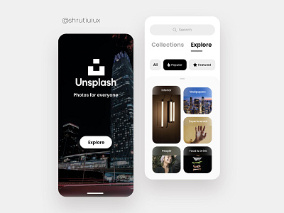 Unsplash App design design dribbble figma mobile shrutiuiux ui uidesign ux uxdesign vector