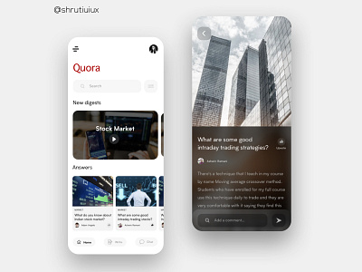 Quora App redesign app design dribbble mobile shrutiuiux ui uidesign uiux