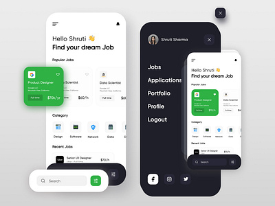 Job Finder Mobile App app design dribbble figma mobile shrutiuiux ui uidesign