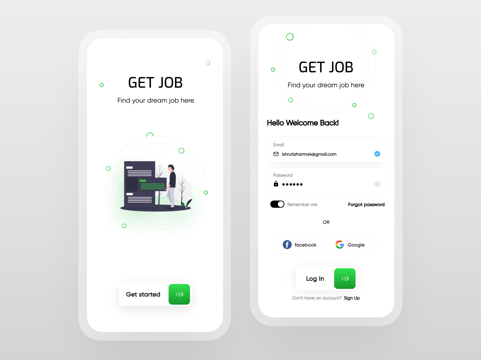 Splash & Login Screen for Job Finder app by Shruti Sharma on Dribbble