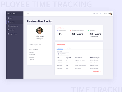 Employee Time Tracking admin dashboard ui ux ux design uxui web