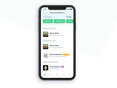 Bandsintown Redesign - Location app artist bandsintown concert explore iphone mobile music search show track