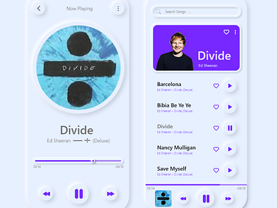 Music Player android design design trends design trends 2020 designer flat ios minimal music app music player neumorphism softui software design typography ui ux
