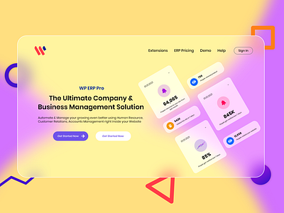 ERP Business Solutions Landing Page | GLASSMORPHISM